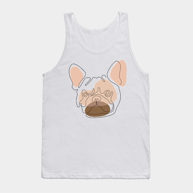 Modern One line Abstract Frenchie Tank Top by huebucket
